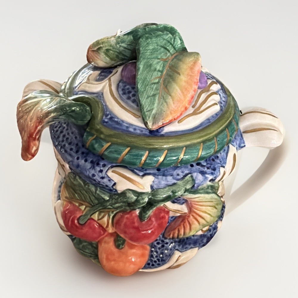 Fitz and Floyd Classics Florentine Fruits & Berries Covered Sugar Bowl w/ Spoon